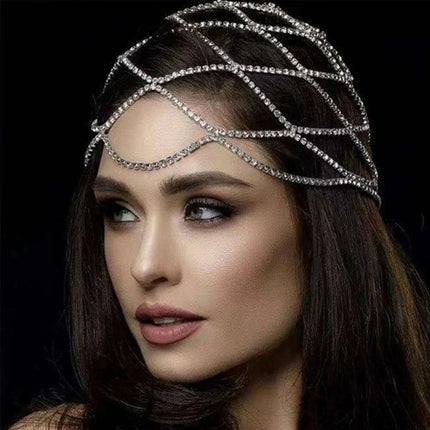 Sparkling Rhinestone Forehead Chain for Exquisite Events - Très Elite