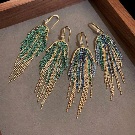 Sparkling Rhinestone and Tassel Earrings - Elegant Fashion Accent - Très Elite