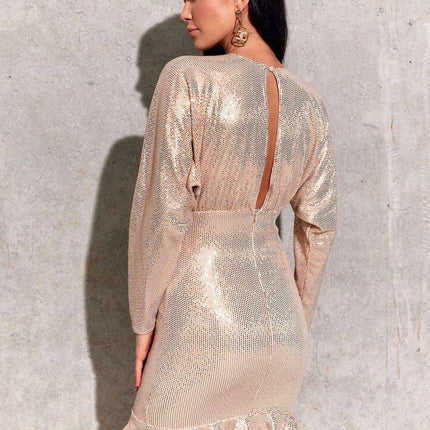 Sparkling Sequin Flare Sleeve Mini Dress by Roco Fashion - Très Elite
