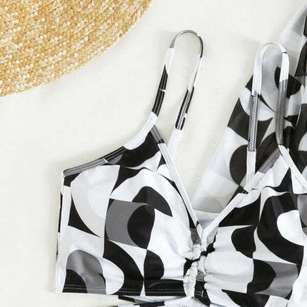 Split three-piece high waist long-sleeved ins blouse drawstring bikini - Très Elite