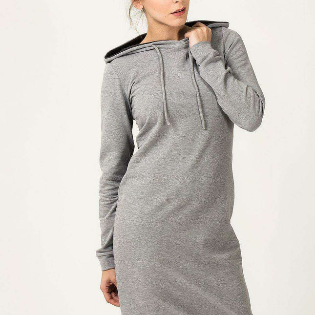 Sporty Chic Knit Hooded Day Dress with Stylish Welt Details - Tessita Collection