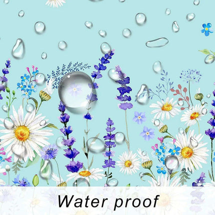 Spring Blue Daisy Butterfly Design Waterproof Rectangle Tablecloth for Holiday Party and Kitchen Decor - Très Elite