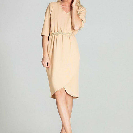 Spring-Ready Checkered Midi Dress with 3/4 Sleeves and Comfort Fit Waistband - Très Elite