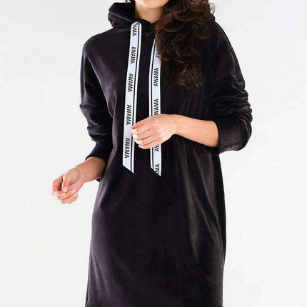 Spring Sporty Chic Velour Logo Tape Dress - Très Elite