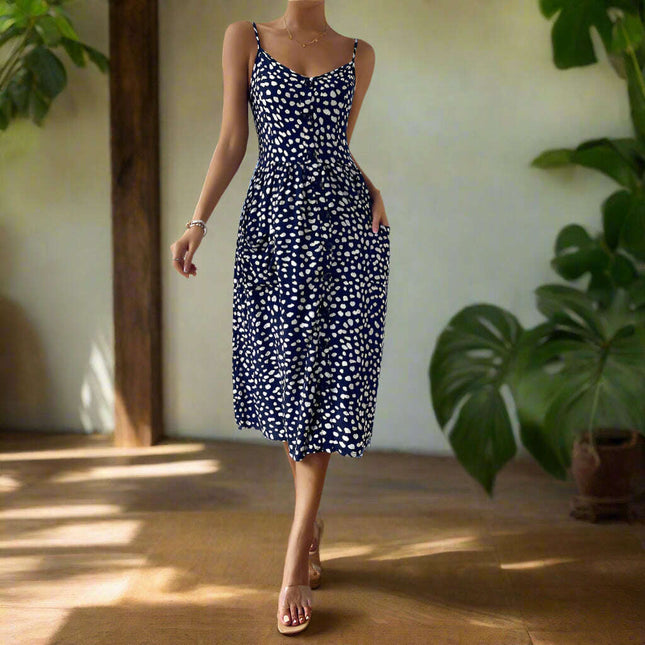 Spring summer polka dot print bohemian print dress skirt for women