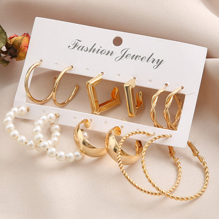 Square Geometric Earrings Retro Earrings Earring Set 6 Pieces - Très Elite