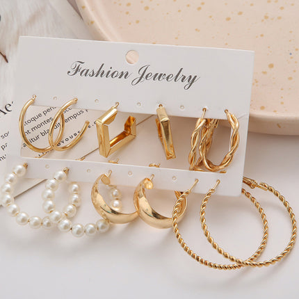Square Geometric Earrings Retro Earrings Earring Set 6 Pieces - Très Elite