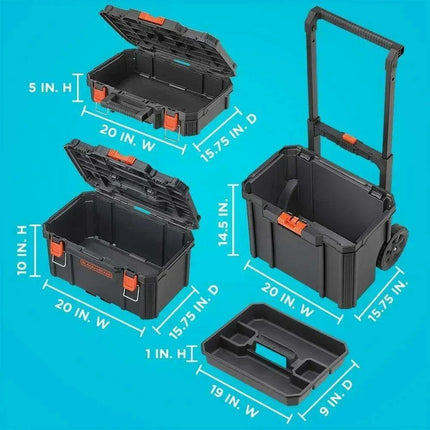Stackable Wheeled Toolbox Organizer Set - The Ultimate Portable Storage Solution..