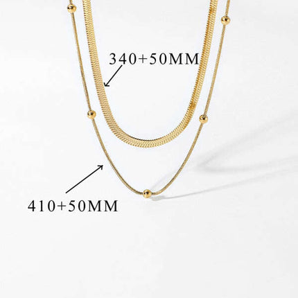 Stacked Ball Bead Snake Chain Choker Necklace – Modern Stainless Steel - Très Elite