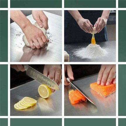 Stainless Steel Antibacterial Chopping Board Set with Complimentary Rolling Pin - Très Elite