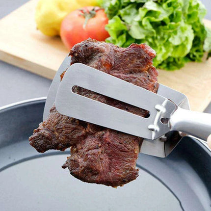 Stainless Steel BBQ Turner and Tongs Set - Essential Grilling Tools - Très Elite