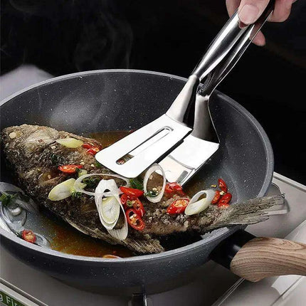 Stainless Steel BBQ Turner and Tongs Set - Essential Grilling Tools - Très Elite