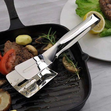 Stainless Steel BBQ Turner and Tongs Set - Essential Grilling Tools - Très Elite