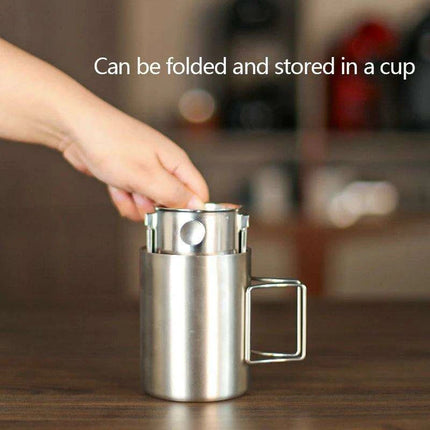Stainless Steel Reusable Coffee Filter Cup with Convenient Hanging Ears - Eco-Friendly Brewing Essential - Très Elite
