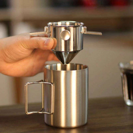 Stainless Steel Reusable Coffee Filter Cup with Convenient Hanging Ears - Eco-Friendly Brewing Essential - Très Elite