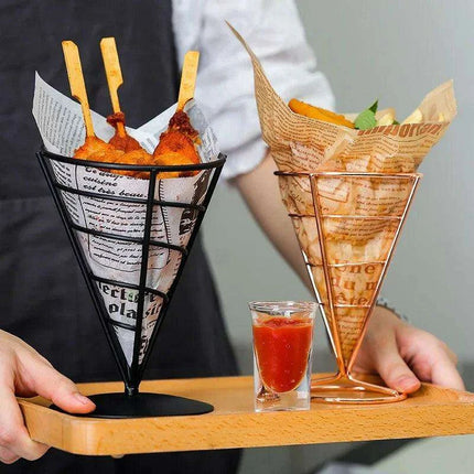 Stainless Steel Snack and Fry Holder with Sauce Cup - Your Ultimate Snacking Companion - Très Elite