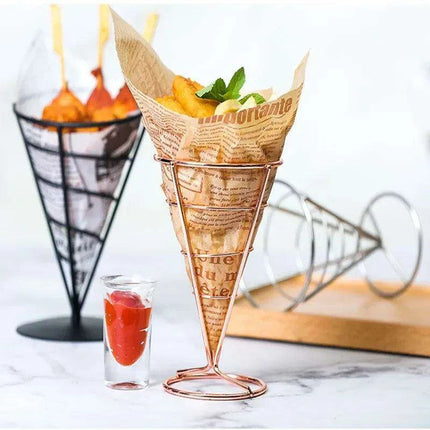 Stainless Steel Snack and Fry Holder with Sauce Cup - Your Ultimate Snacking Companion - Très Elite