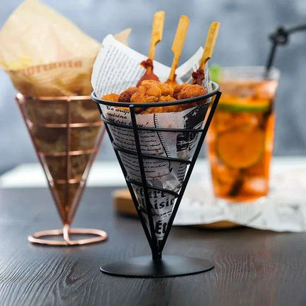 Stainless Steel Snack and Fry Holder with Sauce Cup - Your Ultimate Snacking Companion - Très Elite