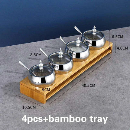 Stainless Steel Spice Storage and Oil Sprayer Set - Essential Organizer for Culinary Lovers- Très Elite- Très Elite