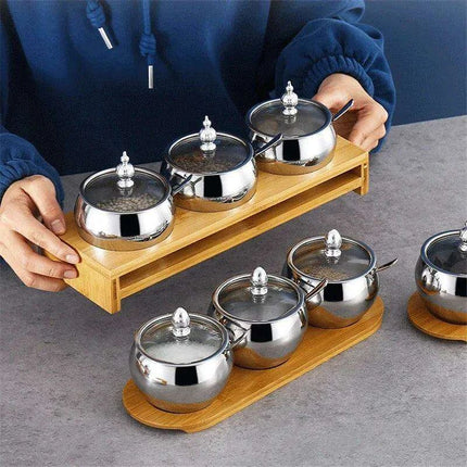 Stainless Steel Spice Storage and Oil Sprayer Set - Essential Organizer for Culinary Lovers- Très Elite- Très Elite
