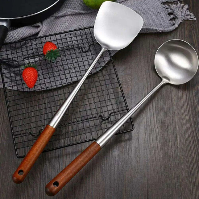Stainless Steel Wok Spatula and Ladle Kitchen Utensil Set for Cooking