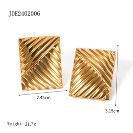 Stainless steel striped symmetrical earrings, simple niche design, fashionable earrings - Très Elite