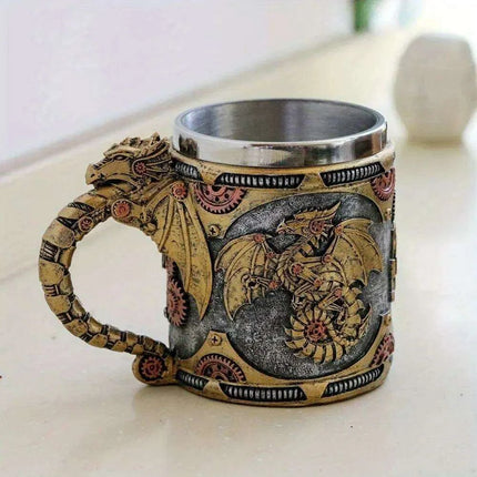 Steampunk Dragon Adventure Stainless Steel Mug - Exceptional Father's Day Present - Très Elite