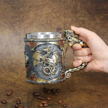 Steampunk Dragon Adventure Stainless Steel Mug - Exceptional Father's Day Present - Très Elite