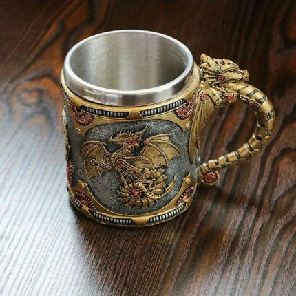 Steampunk Dragon Adventure Stainless Steel Mug - Exceptional Father's Day Present - Très Elite