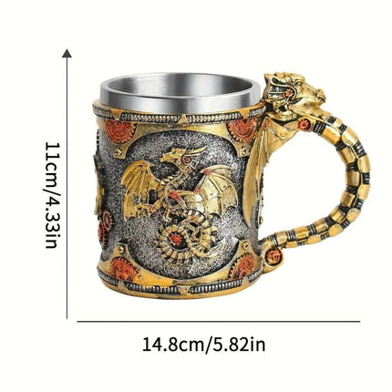 Steampunk Dragon Adventure Stainless Steel Mug - Exceptional Father's Day Present - Très Elite