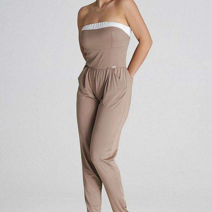 Strapless Elegant Pleated Jumpsuit with Handy Pockets