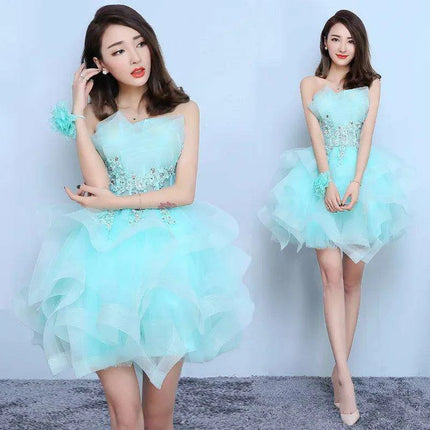 Strapless High Waist Mini Dress - Chic Solid Color Mesh Yarn Outfit for Summer Celebrations - Très Elite
