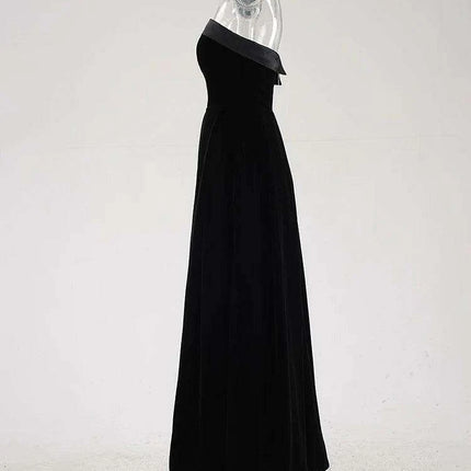 Strapless High Waist Velvet Pleated Evening Gown for Women - Très Elite