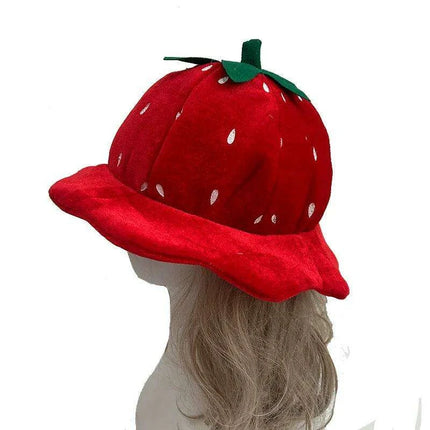 Strawberry Delight Costume Beret Hat for Women - Fun Plush Bonnet for Halloween, Parties, and Costumes - Très Elite