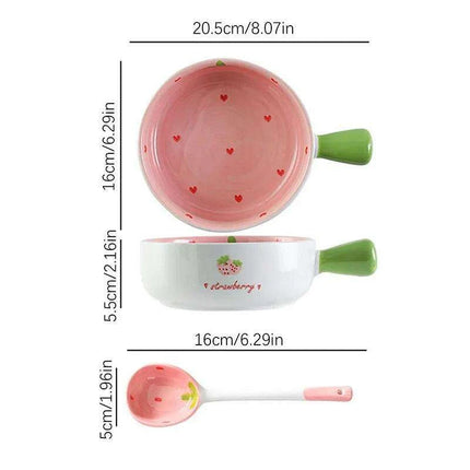 Strawberry Delight Dining Ensemble: Bowl, Spoon, and Plate Set - Très Elite