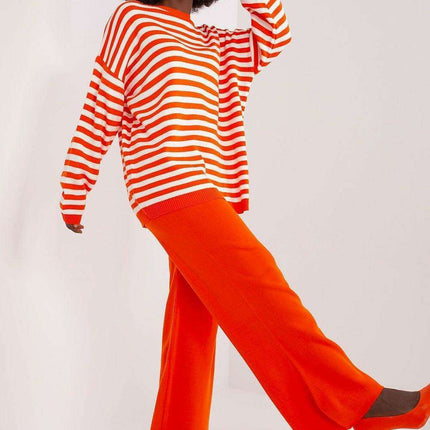 Striped Sweater and Wide-Leg Pant Outfit - Très Elite