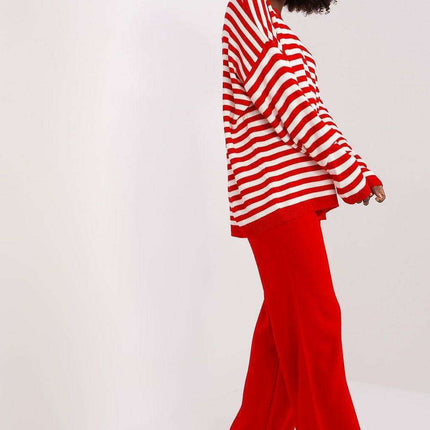Striped Sweater and Wide-Leg Pant Outfit - Très Elite