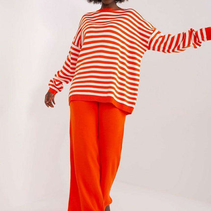 Striped Sweater and Wide-Leg Pant Outfit