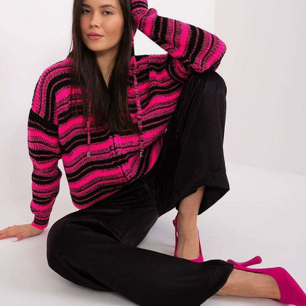 Striped Zip-Up Hoodie Cardigan - Très Elite