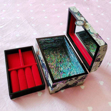 Stunning Abalone Inlay Mother of Pearl Jewelry Organizer - A Luxurious Haven for Treasured Keepsakes- Très Elite- Très Elite