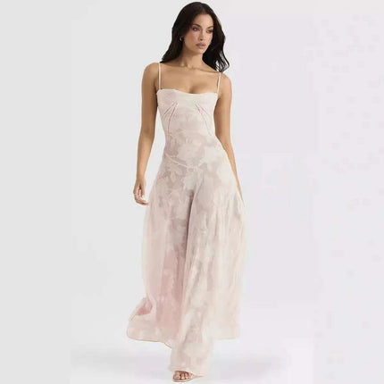 Stunning Backless A-line Maxi Dress with Adjustable Straps – Ideal for Celebratory Events & Summer Gatherings - Très Elite