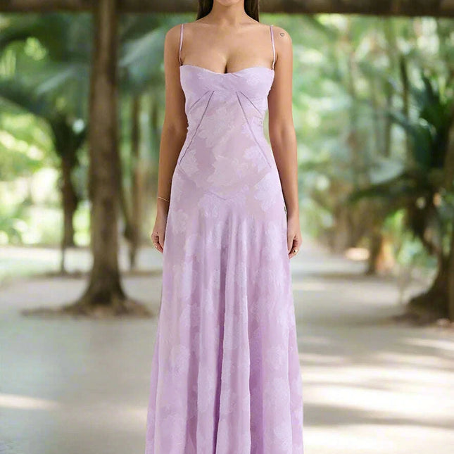 Stunning Backless A-line Maxi Dress with Adjustable Straps – Ideal for Celebratory Events & Summer Gatherings