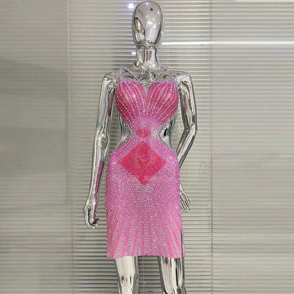Stunning Backless Bodycon Dress with Dazzling Diamond Details for Unforgettable Events - Très Elite