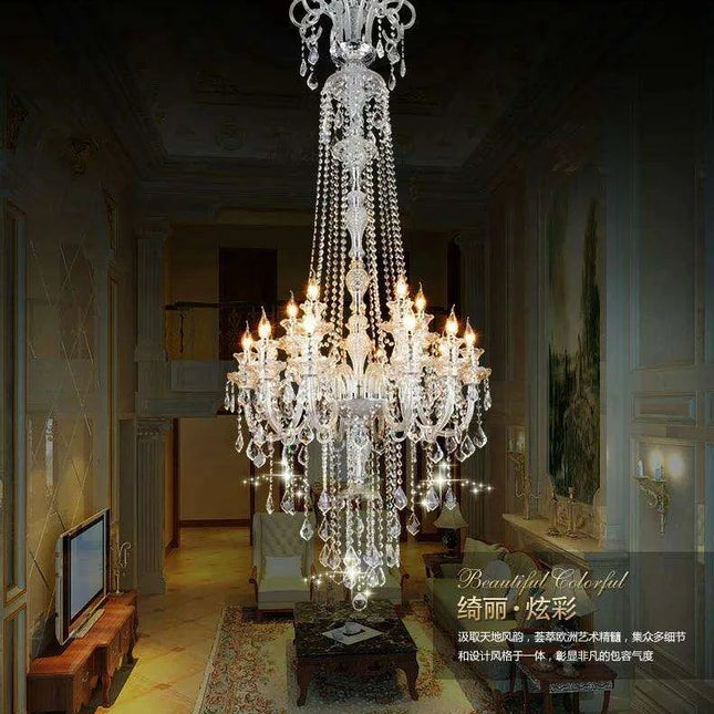 Stunning K9 Crystal Chandelier for Opulent Staircases and Lobbies - Options for 12, 15, 18, and 24 Lights