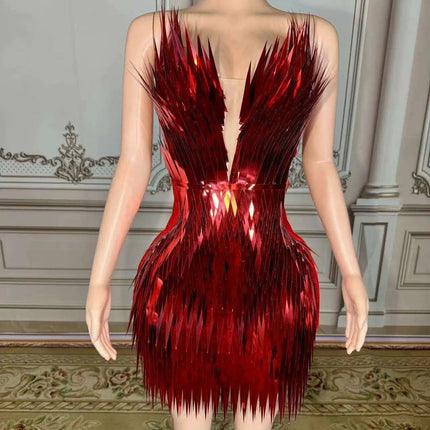 Stunning Silver Sequin Mermaid Gown with Deep V Neck and High Side Slit for Glamorous Nights - Très Elite