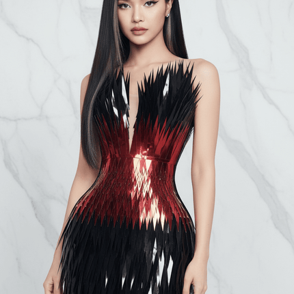 Stunning Silver Sequin Mermaid Gown with Deep V Neck and High Side Slit for Glamorous Nights - Très Elite