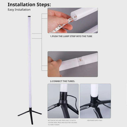 Stylish 103cm Smart RGB LED Floor Lamp with Multiple Control Features - Contemporary Design..