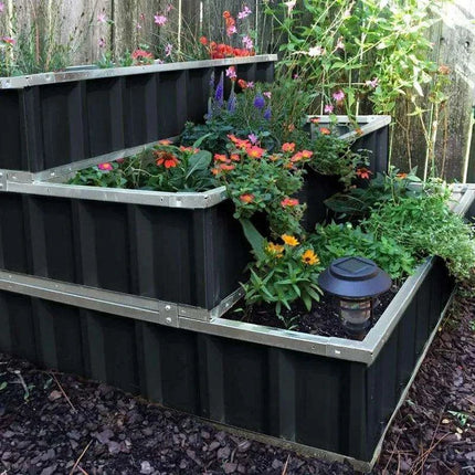 Stylish 3-Tier Galvanized Steel Raised Garden Bed Kit for Modern Planting..