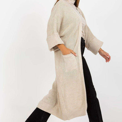 Stylish 3/4 Sleeve Pocketed Knit Cardigan for Ultimate Comfort