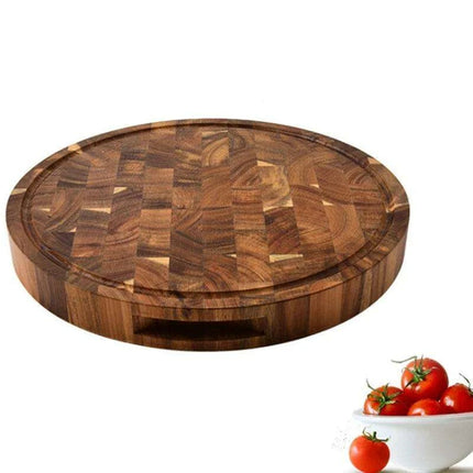 Stylish Acacia Wood Round Cutting Board - Perfect for Culinary Prep and Charcuterie Displays - Très Elite